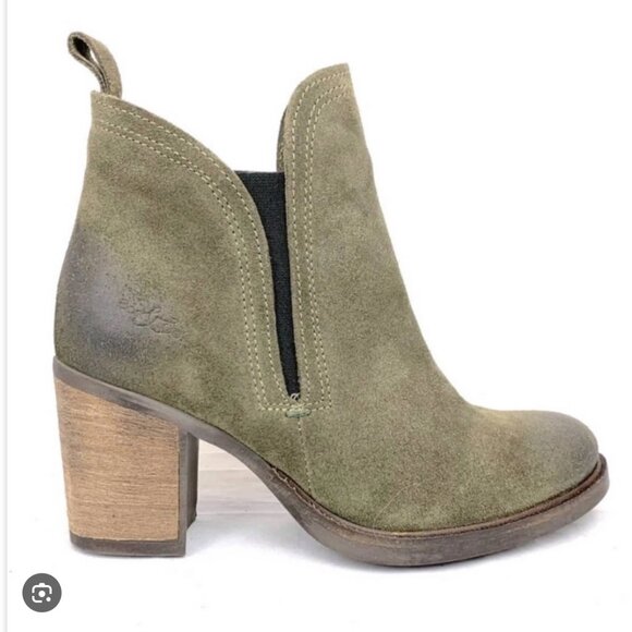 Suede Ankle Bootie in Sage Green - Picture 2 of 12